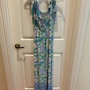 Lilly Pulitzer Blue and Green Floral Maxi Dress